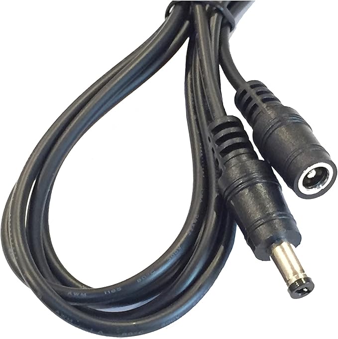 5 Pack of 36 Inch (3 Foot ) 22AWG DC Power Male to Female 5.5mm X 2.1mm DC Barrel Plug Extension Cables