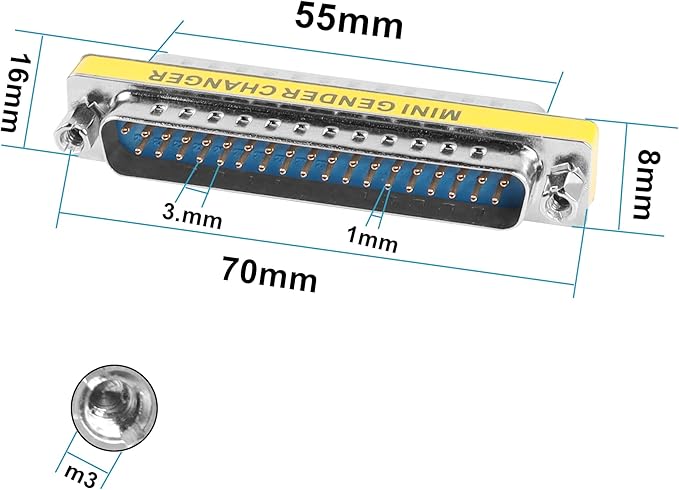 MEIRIYFA DB37 37 Pin Gender Changer D-SUB 37Pin Male to Male Coupler Serial Cable Gender Changer VGA Adapter Connector-2PCS (Male)