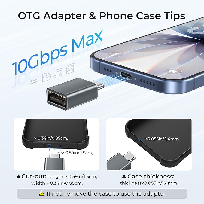 Basesailor USB to USB C Adapter with C Male to 3.0 Female Charger 4P for iPhone 17e 17 Air Apple 16 15 14 13 Pro Max Mini Plus,Thunderbolt 4 OTG Converter for iWatch 11,Samsung Galaxy S26 S25 S24,iPad