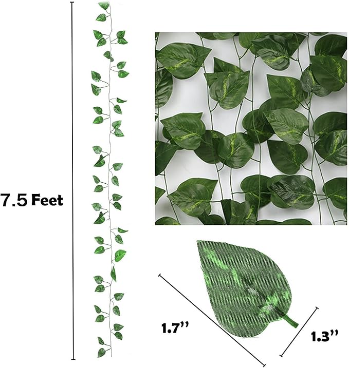 720 Feet 96 Pack Fake Greenery Hanging Garland, Ivy Leaf Plants, Vine Leaves, Fake Flowers Foliage for Bedroom Garden Wall Decor