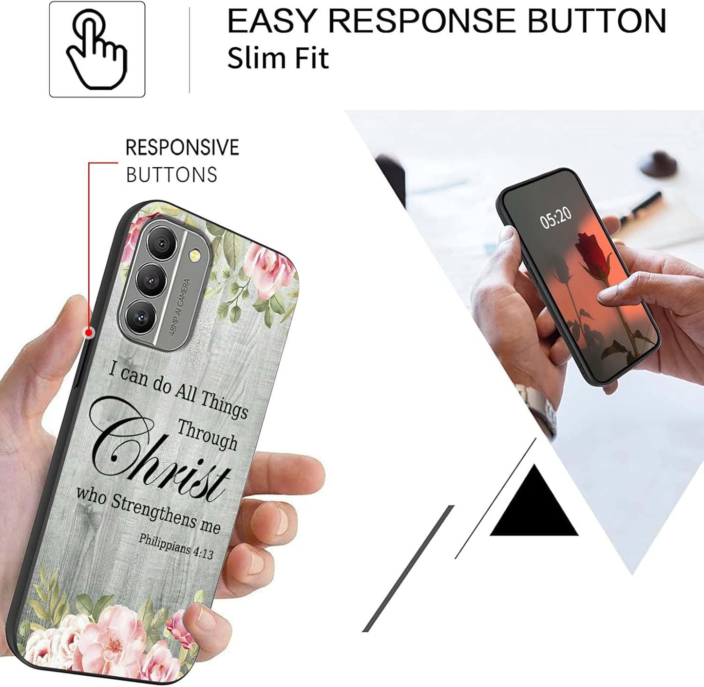Nokia G310 5G Phone Case with Stylish Bible Verse Philippians 4-13 Pattern, Slim Soft TPU Shock-proof Protection Cover