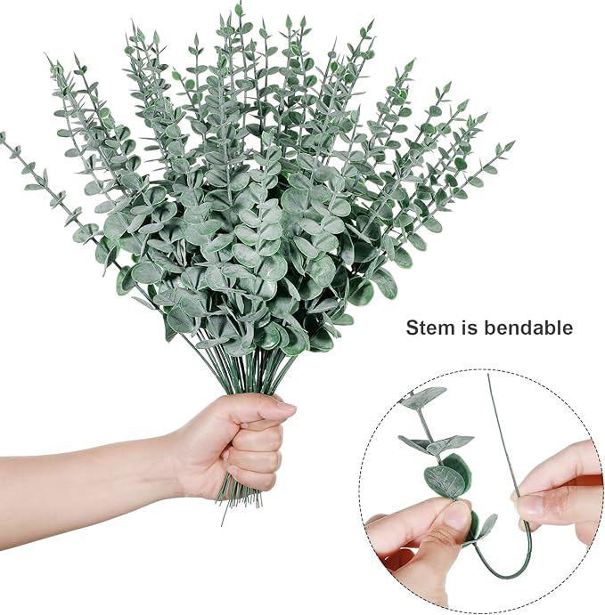 300 Pcs Eucalyptus Stems Faux Greenery Artificial Eucalyptus Leaves Eucalyptus Decor Greenery Stems Faux Greenery Branches for Wedding Centerpiece Flowers Bouquet Farmhouse Home Decor (Dark Green)