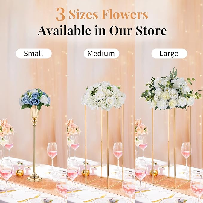 NUPTIO Flower Balls for Wedding Centerpieces - 2 Pcs 9.5 inch Diameter Fake Flower Ball Arrangement Bouquet Party Centerpieces for Tables - Dusty Blue Rose Bouquet Centerpiece Flowers for Table