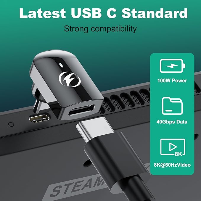 HanCenDa 90 Degree USB C Magnetic Adapter 2Pack, Right Angle Magnetic USB C Adapter with 40Gbps Data Transfer PD 140W Charge 8K 60Hz Video for Thundebolt, MacBook Pro/Air and More Type C Devices