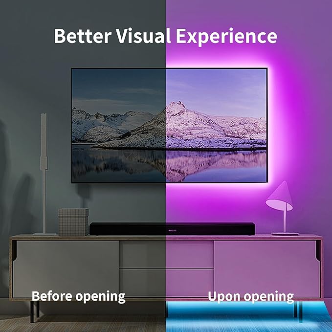 KSIPZE LED Lights for TV, 16.4ft TV led Backlight for 45-75 Inch TVs RGB TV Backlight Behind Music Sync Bluetooth APP & Button Control TV LED Strip Lights USB Powered for Bedroom/Gaming