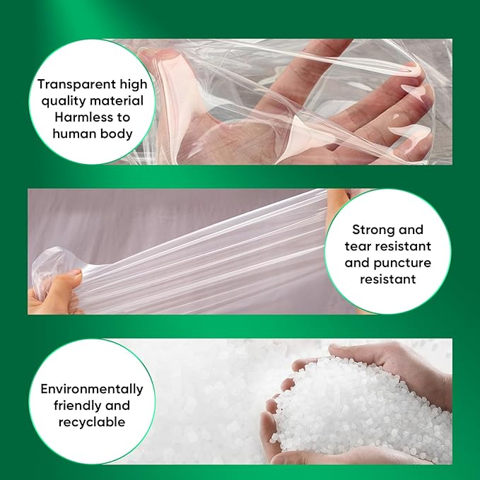 ZCHENBS® – Mattress Bags for Moving and Storage,Mattress Bag with Zippers,5 Mil Ultra-Thick Bed Bag,Waterproof,Anti-Tear,Heavy-Duty Mattress bag (Tansparent/Green, King/California King-(2 Pack))