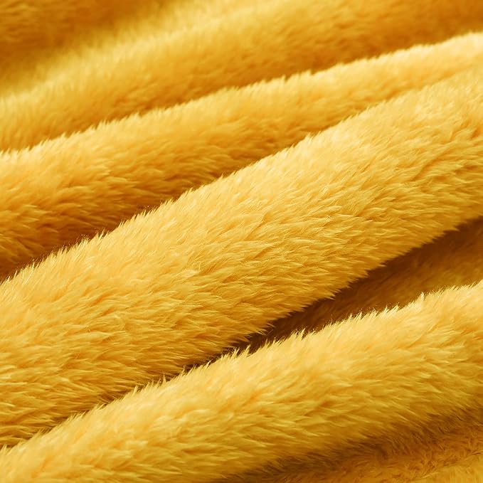 Exclusivo Mezcla Plush Fuzzy Fleece Throw Blanket, Super Soft, Fluffy and Warm Blankets for Couch, Bed, All Season Use (40x50 Inches, Mustard Yellow)