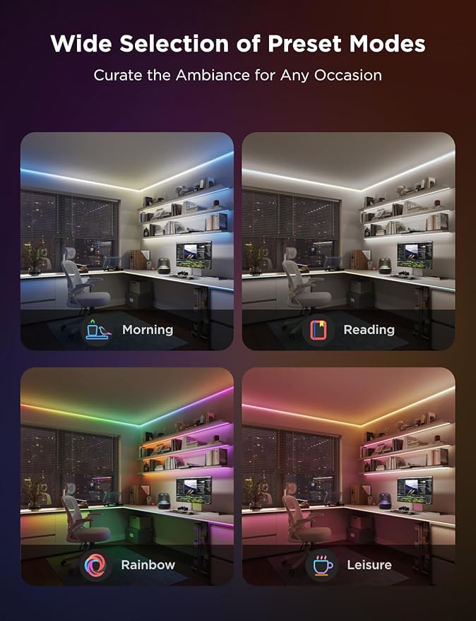 Govee COB LED Strip Light Pro, LED Lights for Bedroom Compatible with Alexa, Google Assistant and Matter, RGBICW Light with Warm White, Smart Strip Light, Color Changing, for Cabinet, 16.4ft