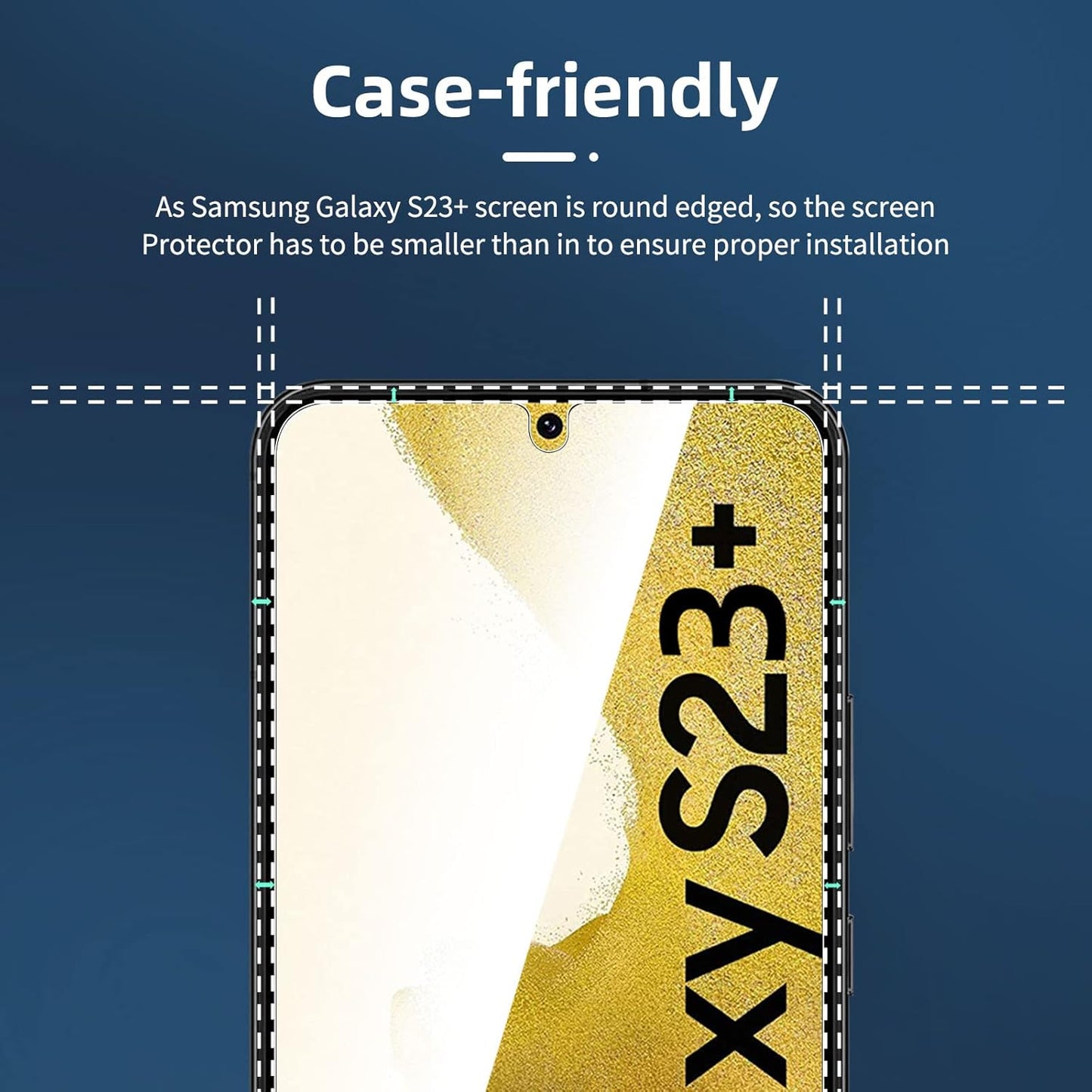 NEW'C [3 Pack] Tempered Glass Screen Protector for Samsung Galaxy S23 Plus/S23+, Anti Scratch, Bubble Free