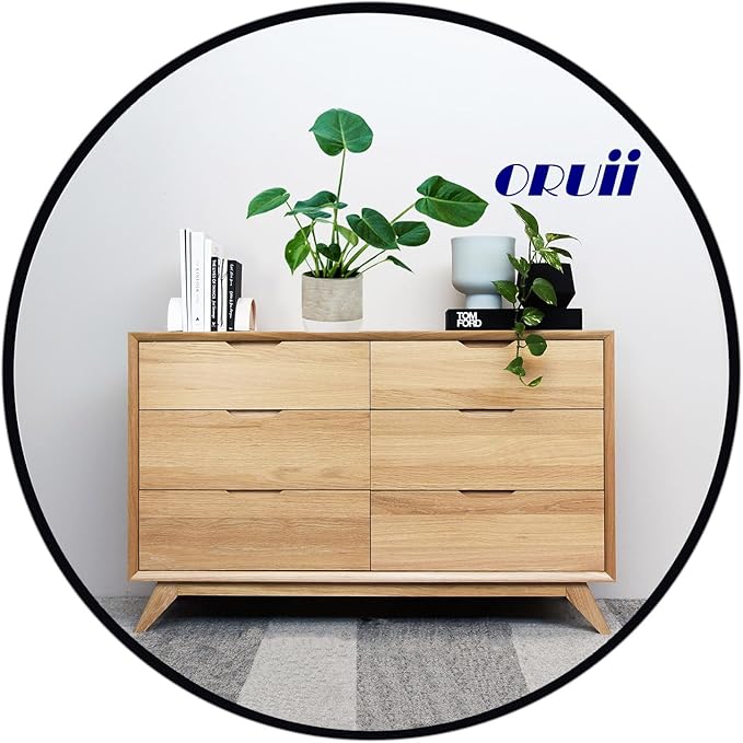 Black Circle Mirror, 20 inch Round Mirror, Black Bathroom Mirror Circular, Round Wall Mirrors for Living Room, Bedroom, Bathroom, Washroom, Rustic, Vanity.