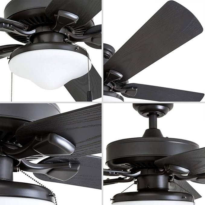 Honeywell Ceiling Fans Belmar 52 Inch Ceiling Fan With Light, Indoor/Outdoor Ceiling Fan with Pull Chain, LED Tri-Mount 5 Blade Design, ETL Damp Rated, Bronze (50512-01)