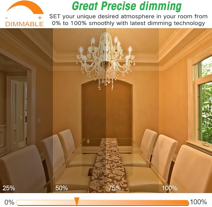 12-Pack Dimmable E12 LED Candelabra Bulbs 40Watt Equivalent, 2200K Amber Warm White, 380Lumens, 4W B11 Amber Chandelier Light Bulbs, LED Filament Clear Glass Candle Lamp for Ceiling Fan Home Decor