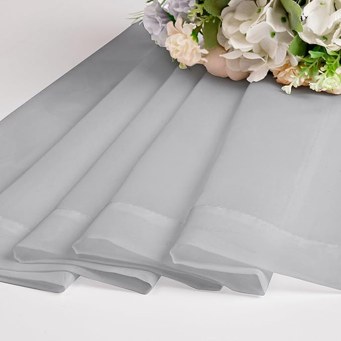 Chyhomenyc Light Grey Sheer Curtains 96 inches Long 2 Panels, Light Filtering Soft Airy Solid Elegant Voile Window Treatment Drapes for Bedroom Living Room Wedding Party Decor, 42 Wx96 L, 8FT L