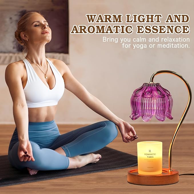 Purple Candle Warmer Lamp with Timer, Electric Candle Warmer, Women Birthday Christmas Gift, Flower Wax Warmer for Yankee Candle Lovers, Vintage Melt Lamp for House Warming Gifts for Mom, Friend