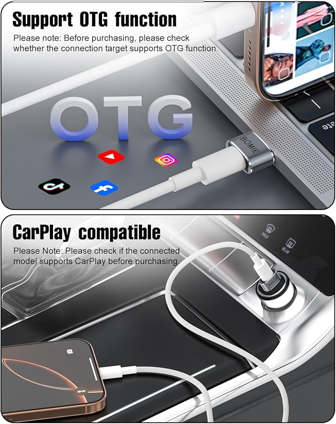 BOMIE 4 Pack USB to USB C Adapter,PD/QC Fast Charging 480Mbps Data Transfer,Type-C Female to USB Male OTG Adapter for M-acBook,Phone 15/16/17 Pro Max, Pad Pro Air,A-irpods,X-Peria,G-alaxy,P-ixel Gray