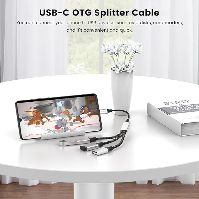 USB C Male to Three USB Female Cable Adapter,Type C to 3 Type A 2.0 Port Splitter Dongle Cord Converter Connector Multiple Multi Hub for MacBook,iPad Pro Air,Microsoft Surface Go,PC,Laptop