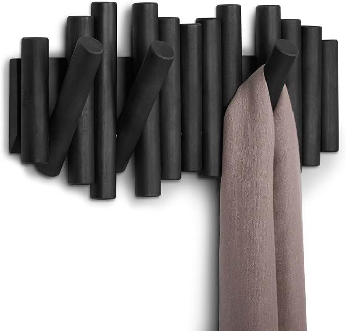 Umbra Picket Rail Hook for Entryways, Black (Pack of 3)