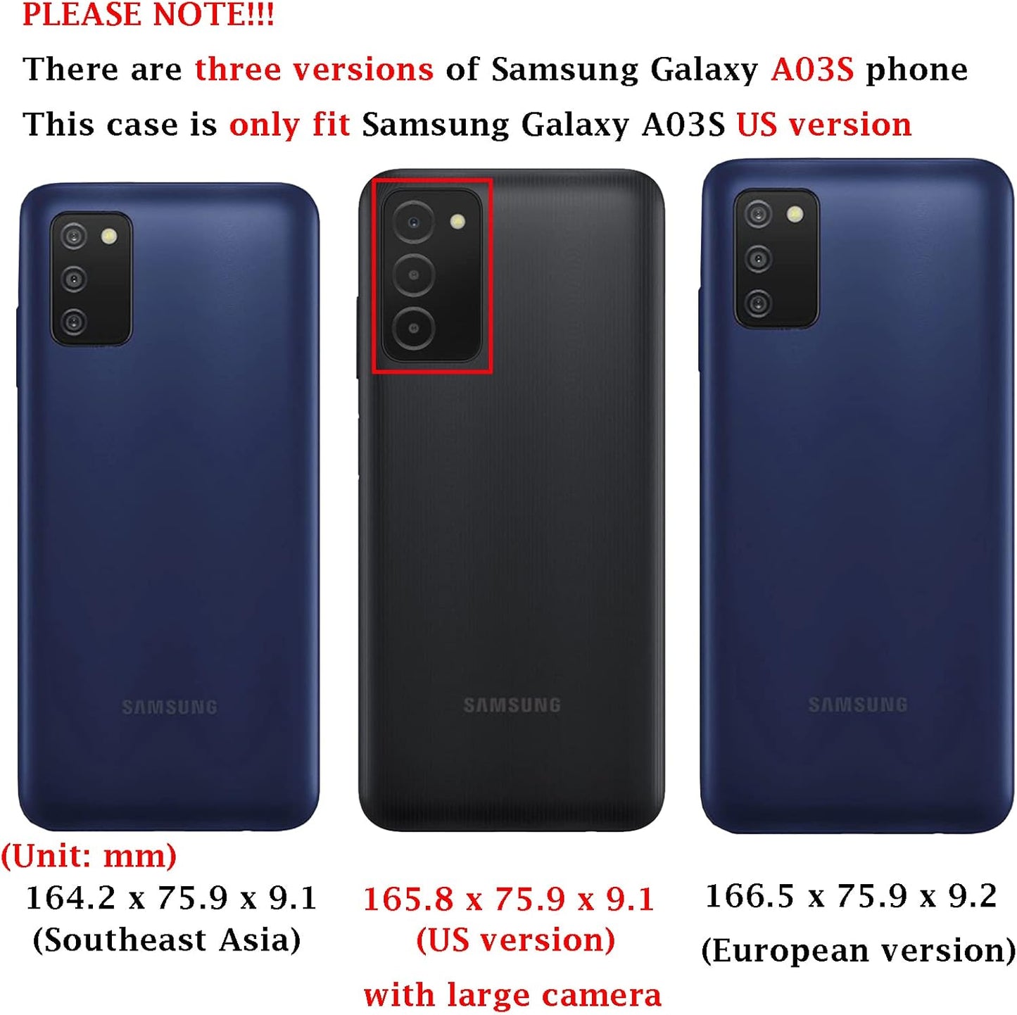 Samsung A03S Case with HD Screen Protector, Fashion Shock-Absorption Flexible TPU Bumper Soft Rubber Case, Red