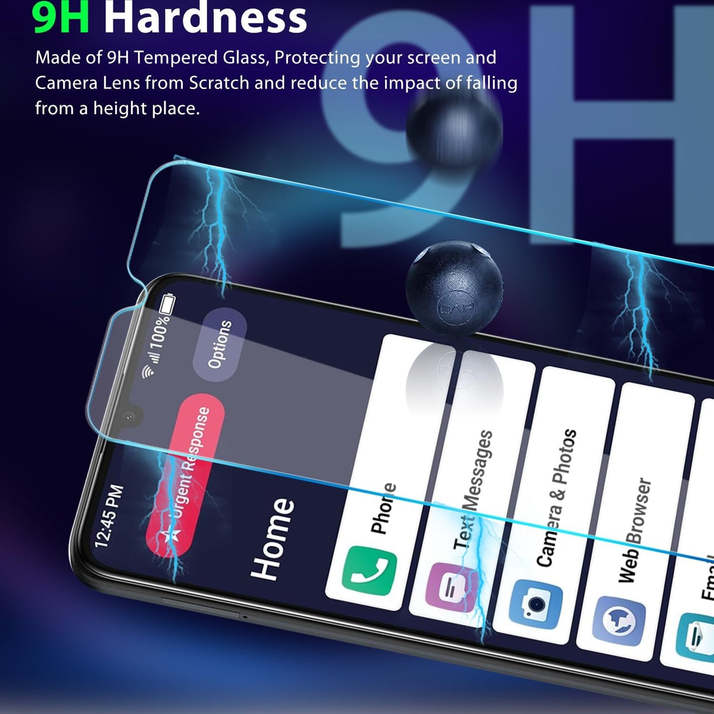 Lively Smart 4/Jitterbug Smart4 Tempered Glass Screen Protector 3 Pack, 9H Hardness, HD Clarity, Case Friendly, Bubble