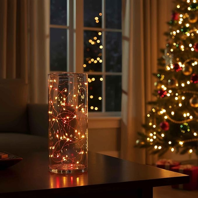 QBIS Battery Powered Fairy Lights for Halloween Decorations, 40 LEDs, Red, Orange, Yellow Battery Operated String Lights for Christmas, 6hr Timer Mode, Party, Bedroom, Dorm Lighting - 2 Pack