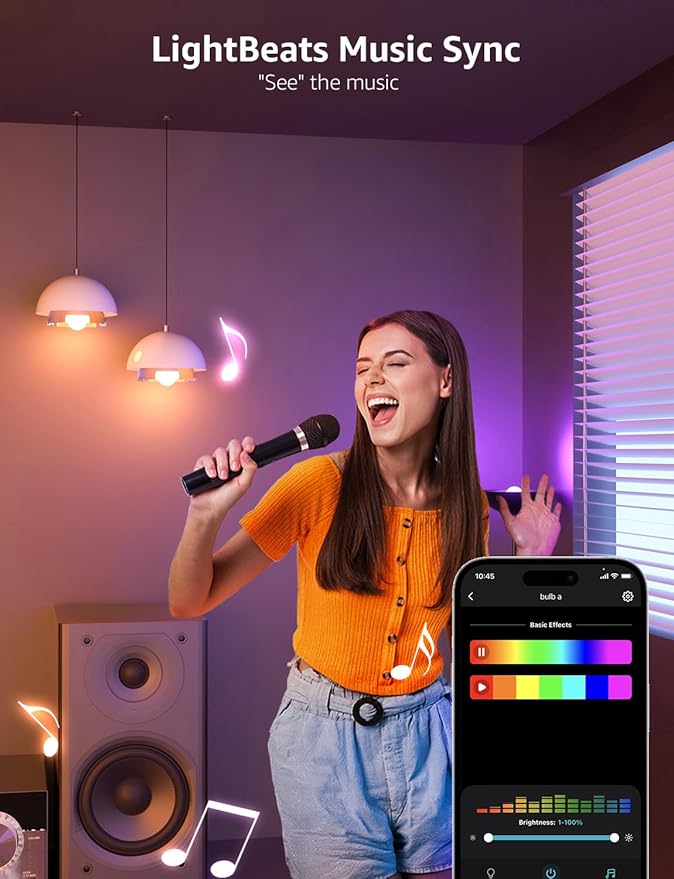 Lepro B1 AI Smart Light Bulbs - RGBWW Color Changing LED Bulb Works with Alexa & Google Assistant, AI Voice Control, Music Sync, A19 E26 Base, 8.5W 800Lumen, 2.4GHz WiFi & Bluetooth, 1 Pack（NO Remote