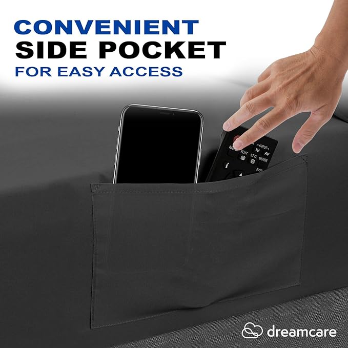 DREAMCARE California King Sheet Sets – 4 pcs Cooling Sheets – up to 21” Deep Cal King Sheets – Hotel Luxury Sheets & Pillowcases – Superior Softness 100% Fine Microfiber with Side Pocket – Dark Gray