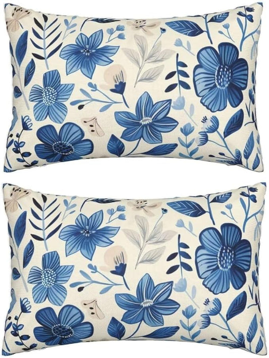 Outdoor Pillows Blue Pillow Covers 31x47 Inch Set of 2 Throw Pillow Covers, Scandinavian Throw Pillows, Lumbar Pillows Cushion Covers Decorative Pillow Covers for Couch Garden Patio Furniture J334