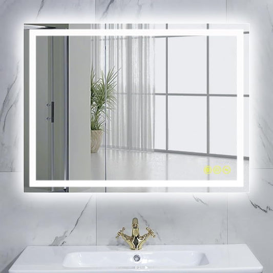 28x36 Inch Bathroom LED Mirror Lighted Bathroom Mirror LED Vanity Mirror with Lights Wall Mounted Anti-Fog Color Dimmable Mirror with Memory (Horizontal/Vertical)