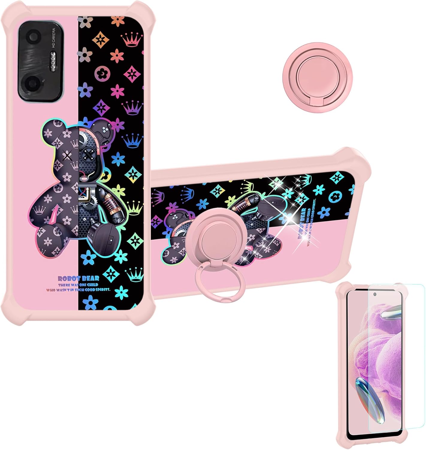 jioeuinly Vortex ZG65H Case, Compatible with Vortex ZG65 / ZG65 PRO, [with Tempered Glass Screen Protector][Ring