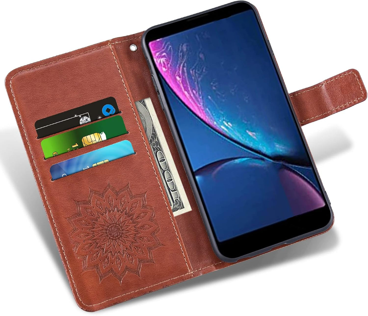 Hot Pepper Serrano 3 Wallet Case with Tempered Glass, Leather Flip Cover, Card Holder, Stand - Brown for A95B A95C A95J.