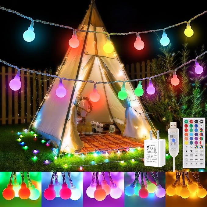OMIKA 24 Colors Indoor String Lights with Remote, 16.5ft 50LED String Lights Bedroom USB Plug in, Color Changing Christmas Lights Hanging for Dorm Classroom Tapestry Party Garden Patio Wall Xmas Décor