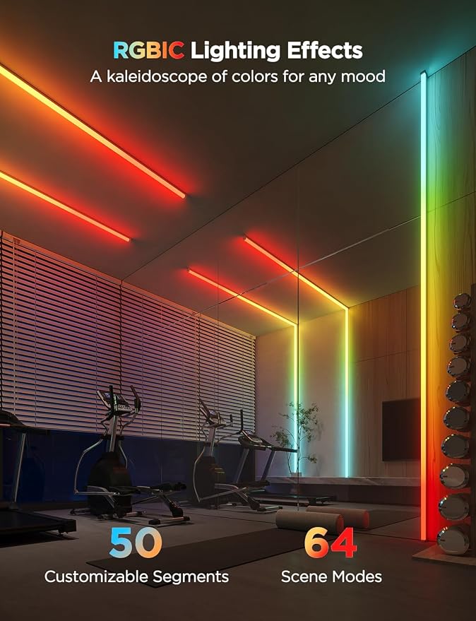 Govee RGBIC LED Strip Lights 16.4ft with Covers, Smart LED Lights for Bedroom Work with Alexa and Google Assistant, LED Diffuser Channel with Srtip Lights, Skirting Lines, Studio, Cabinet