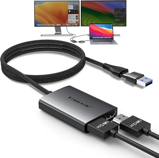 Lemorele USB A & USB C to Dual HDMI Adapter for Mac, Triple Display Adapter with MST, 2 Monitor Extended Display for M-Series, 1080P@60Hz, Compatible with macOS & Windows Driver Installation Required