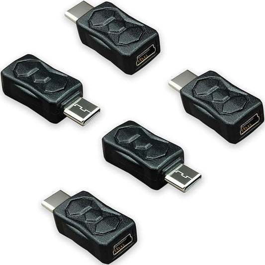 TENSSO Mini USB to Type C Adapter: 5 Pack Mini-USB Female to USB C Male Adapters for Old USB Cable to Compatible with USBC Devices