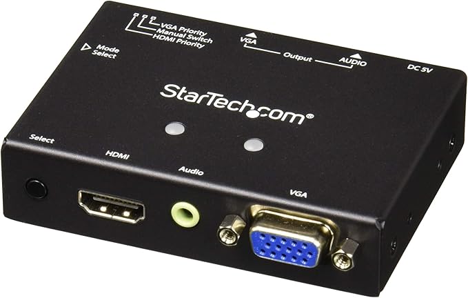StarTech.com 2x1 VGA + HDMI to VGA Converter Switch w/ Priority Switching – Multi-format VGA and HDMI to VGA Selector – 1080p (VS221HD2VGA)