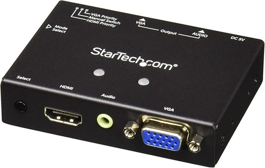 StarTech.com 2x1 VGA + HDMI to VGA Converter Switch w/ Priority Switching – Multi-format VGA and HDMI to VGA Selector – 1080p (VS221HD2VGA)
