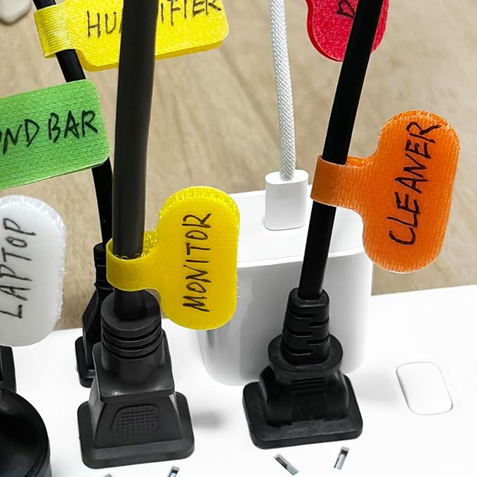Cable Management Kit, 28 Pcs Multi-color Cable Labels and 24 Pcs Reusable Fastening Cable Ties, Cord Labels/Wire Ties For Home, Office, Desk, Cable Organizer, Cord Management