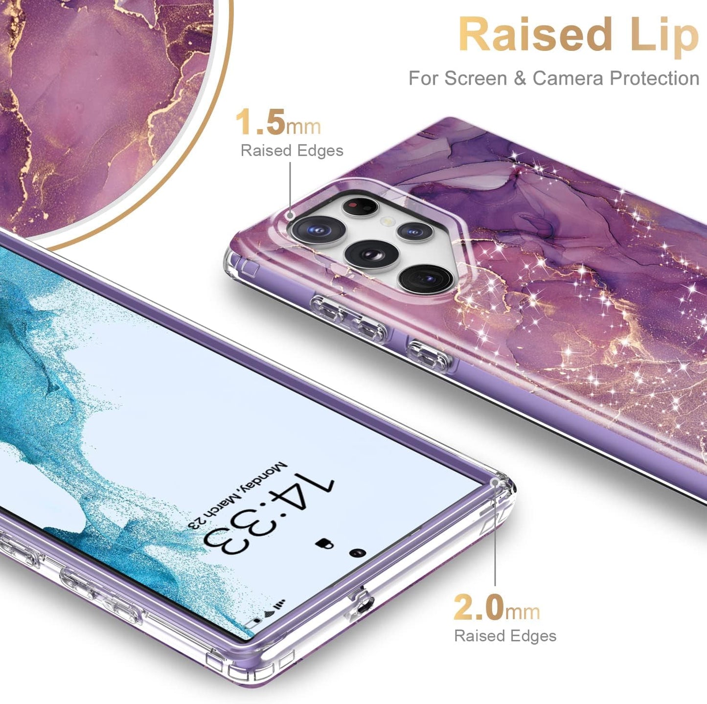 Esdot Military Grade Case for Samsung Galaxy S22 Ultra, 21ft Drop Test Rugged Cover with Fashion Designs for Women,