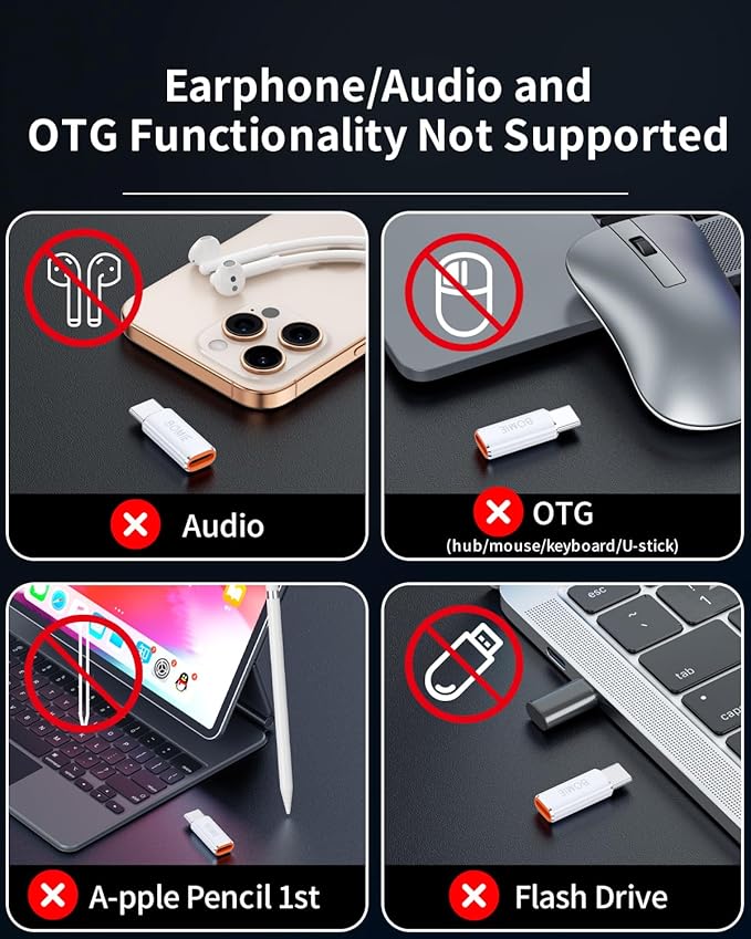 BOMIE Light-ning to USB C Adapter 2 Pack,PD27W/66W Fast Charging 480Mbps Data Transfer,USB C Charger Connector Cable for M-acBook,Phone 15/16/17 Pro Max,Pad pro,G-alaxy,X-Peria,No for Headphone/OTG