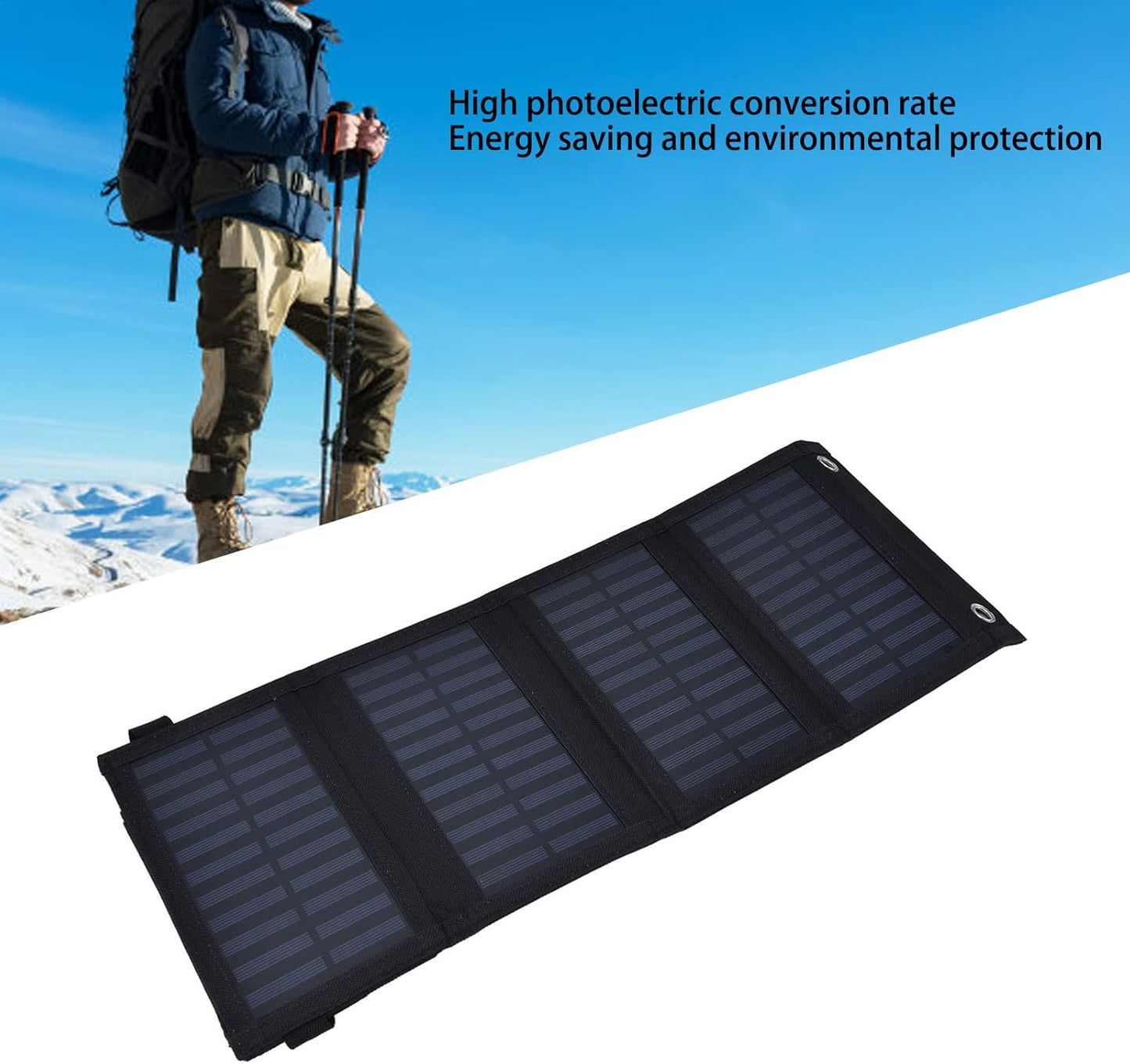 plplaaoo Solar Panel, 20W Portable Battery Charger, High Conversion Rate Solar Maintainer with USB Output for Cellphone