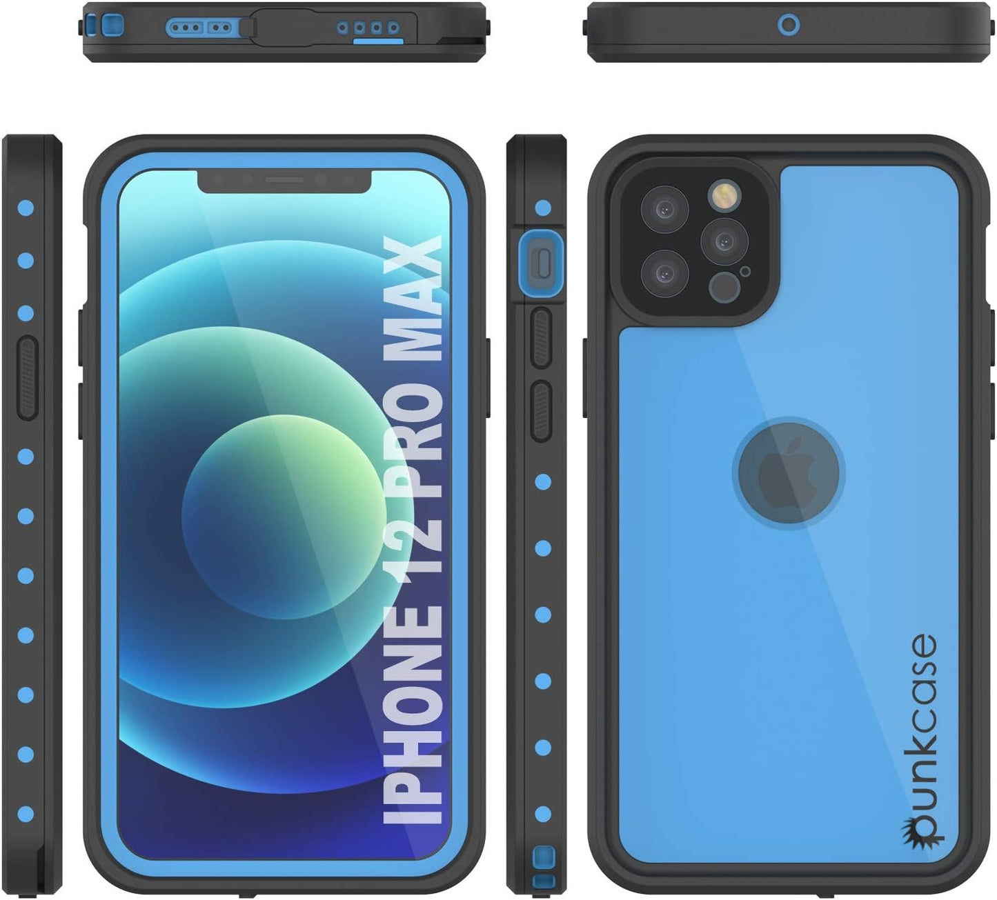 PunkCase 360 Full Body Armor Cover for iPhone 12 Pro Max [StudStar Series] [Slim Fit] [IP68 Certified] [Dirtproof]