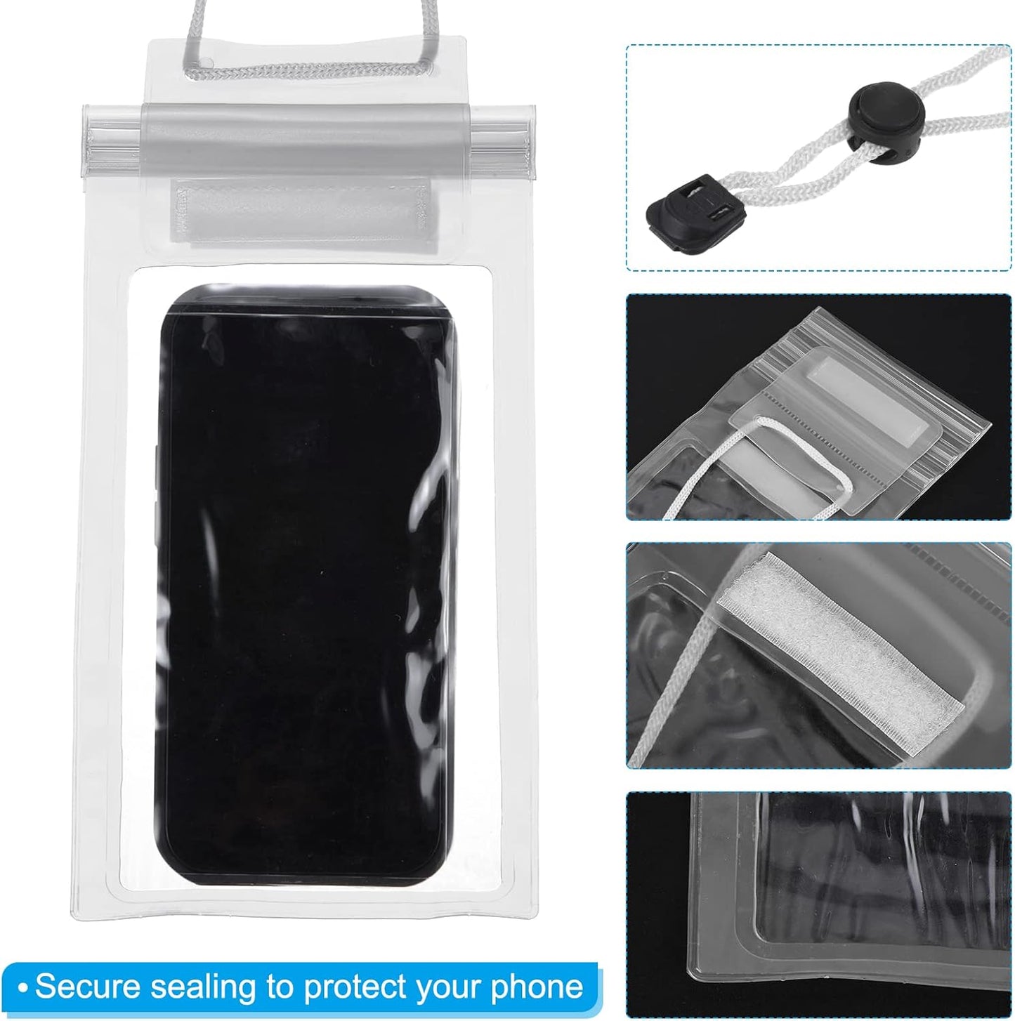 PATIKIL Waterproof Phone Pouch, 4 Pack Universal Lanyard Dry Bag for Beach Swimming Pool, Clear Protection Cover
