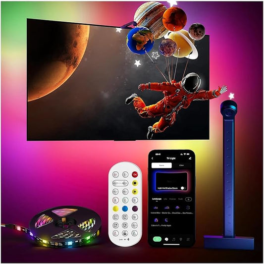 RadiantFlux Smart TV LED Backlight,12.5ft LED Strip Light,LED Light for 40-60 Inch TV,Lights Sync with Screen and Music, Remote Control and Smart APP Control,Smart Lighting for Movies,Games