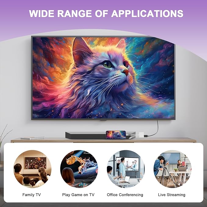 [Apple MFi Certified] Lightning and USB-C to HDMI Adapter for iPhone to TV, 2 in 1 4K@60Hz Lightning Type C Digital AV HDMI Adapter Cord for iPhone 17 16 15 14 13 12 11 XS XR X to TV/Projector/Monitor