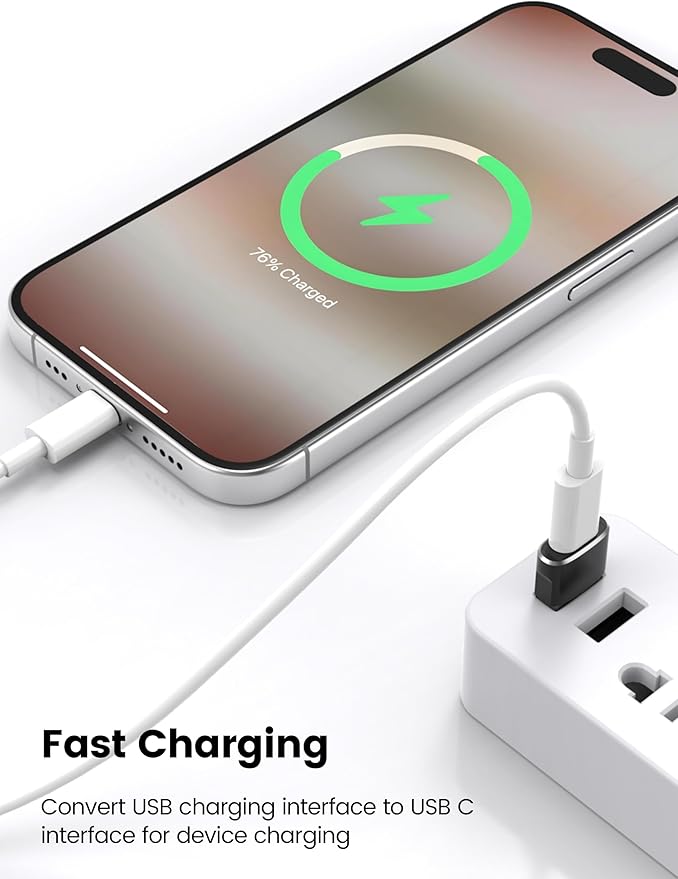 12-Pack USB to USB C Adapter,USBA Male to Type C Female Car Charger Adapter,USBC Converter for iPhone 17 16 Pro Max 15 14 Plus,iWatch Ultra SE 9 10,iPad Air,Samsung Galaxy S25,Car,Xbox,Black