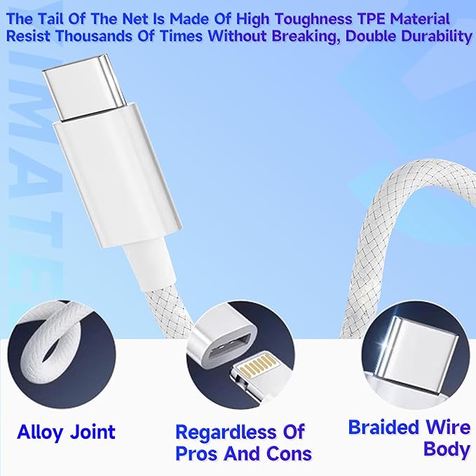 USB C to Lightning Adapter Cable, 2Pack USB C Male to Lightning Female Adapter Support 20W PD Fast Charging&Data Transfer Converter for iPhone 15 Series, iPad Pro, Galaxy (White, 2Pcs, Not for Audio)