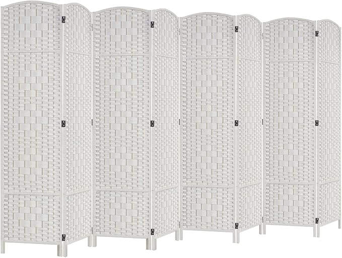 Rose Home Fashion 6 ft Tall Room Divider, Room Dividers and Folding Privacy Screens, 15.7in Privacy Screen 8 Panel Partition Temporary Wall Separation for Private, White
