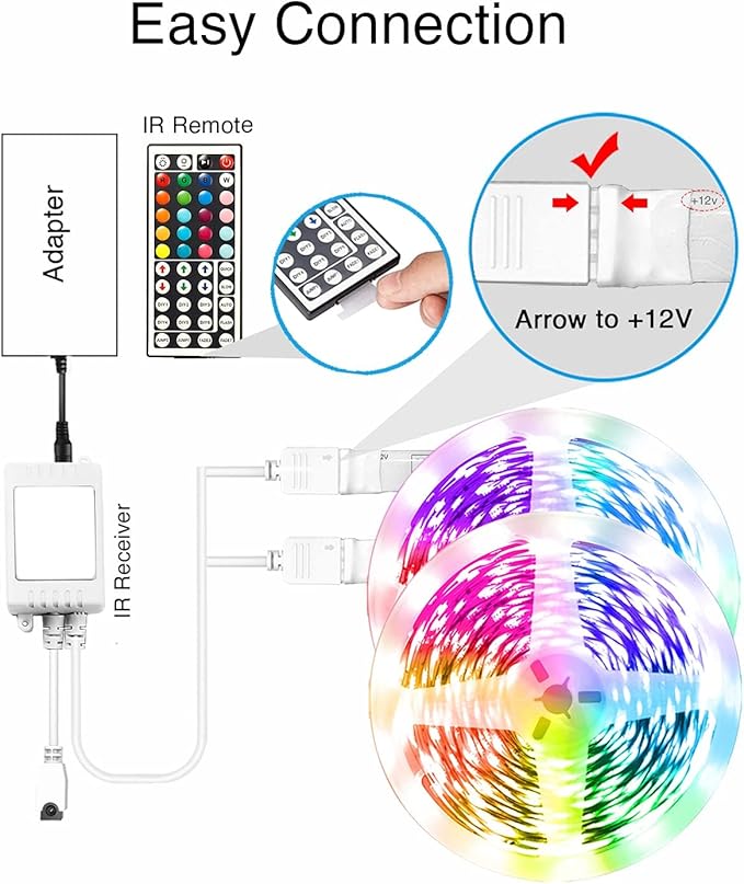VOLIVO 300ft Led Strip Lights for Bedroom, Color Changing Led Light Strips Kit with 24 Keys IR Remote and Smart App Control, RGB Music Sync Lighting for Room, Home Decor