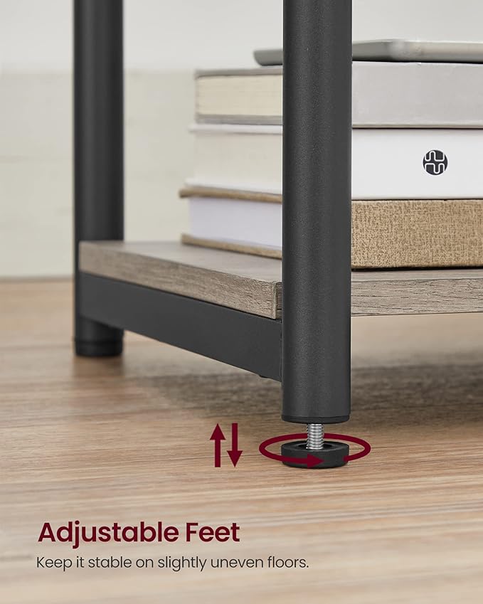 VASAGLE End Table with Charging Station, Set of 2, Small Side Tables for Living Room, Bedroom, Nightstand with Outlets and USB Ports, Bedside Table with Storage Shelf, Heather Greige and Black