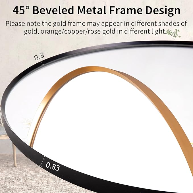 32" LED Backlit Bathroom Vanity Mirror, Wall Mounted Round Makeup Shaving Mirror with 45° Beveled Metal Frame Design, HD Waterproof&Explosion-Proof Smart Mirror, Memory Function, Black